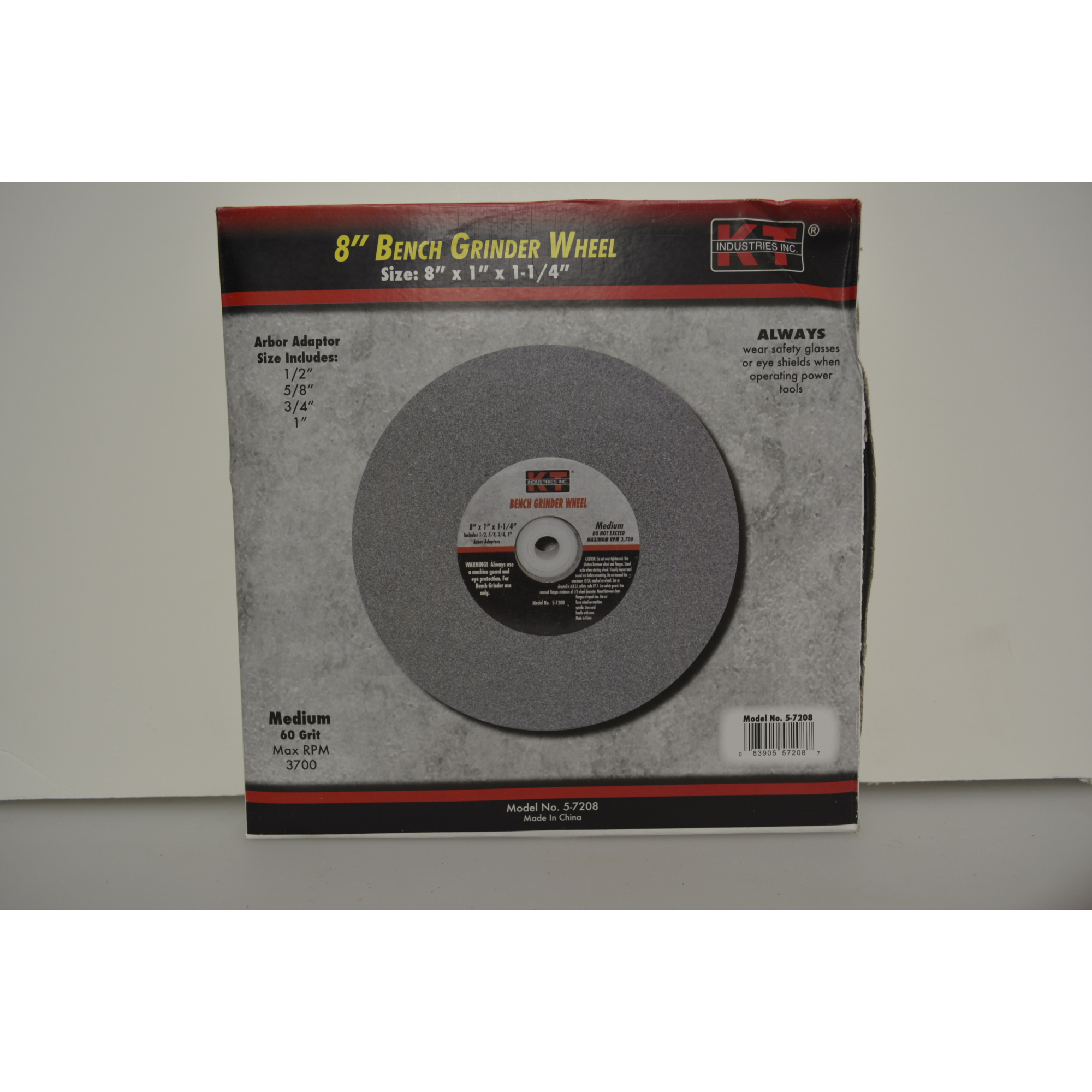 K-T Industries Bench Grinder Wheel — 8in. x 1in., Medium Grit, Aluminum Oxide, Model# 5-7208